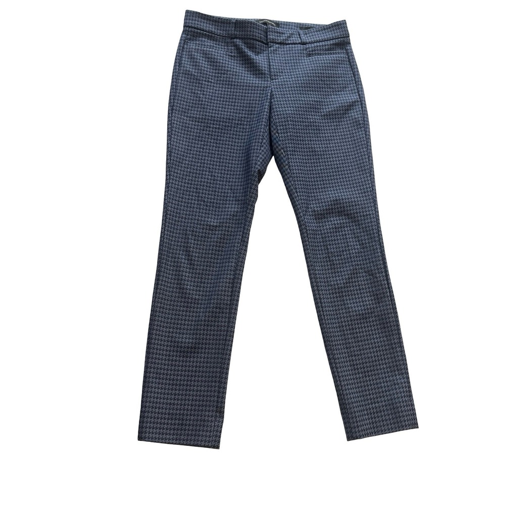 Banana Republic Women's Size 2 Sloan Pants Houndstooth‎ Blue Ankle Straight Leg